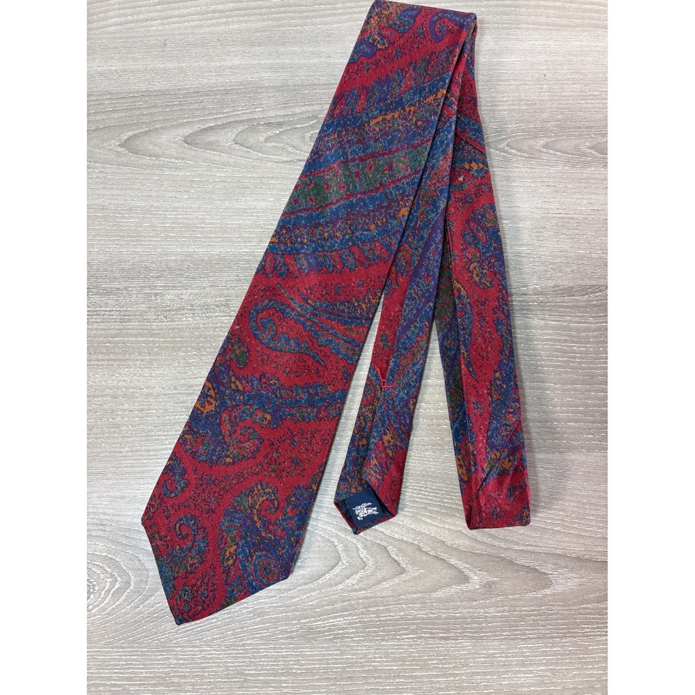 Burberrys of London Mens‎ Silk Paisley Neck Tie Red Blue Yellow